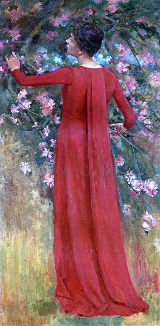 Theodore Robinson The Red Gown (also known as His Favorite Model) - Canvas Print