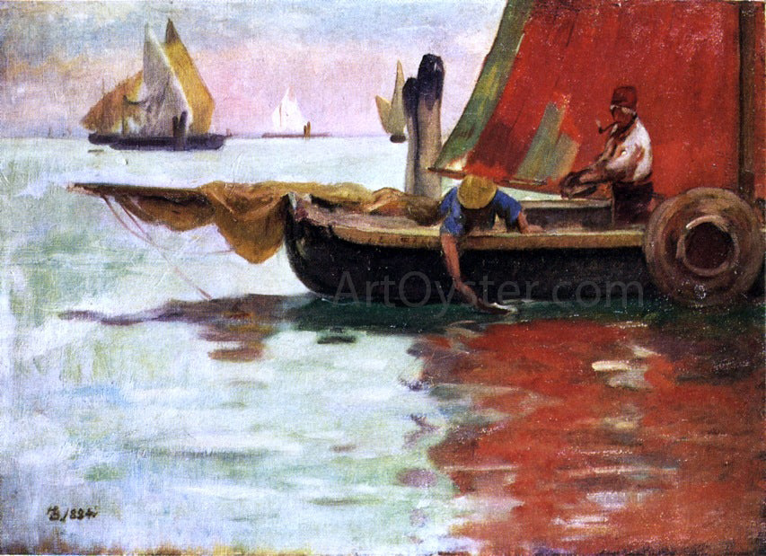 Frank Duveneck A Red Sail - Canvas Print