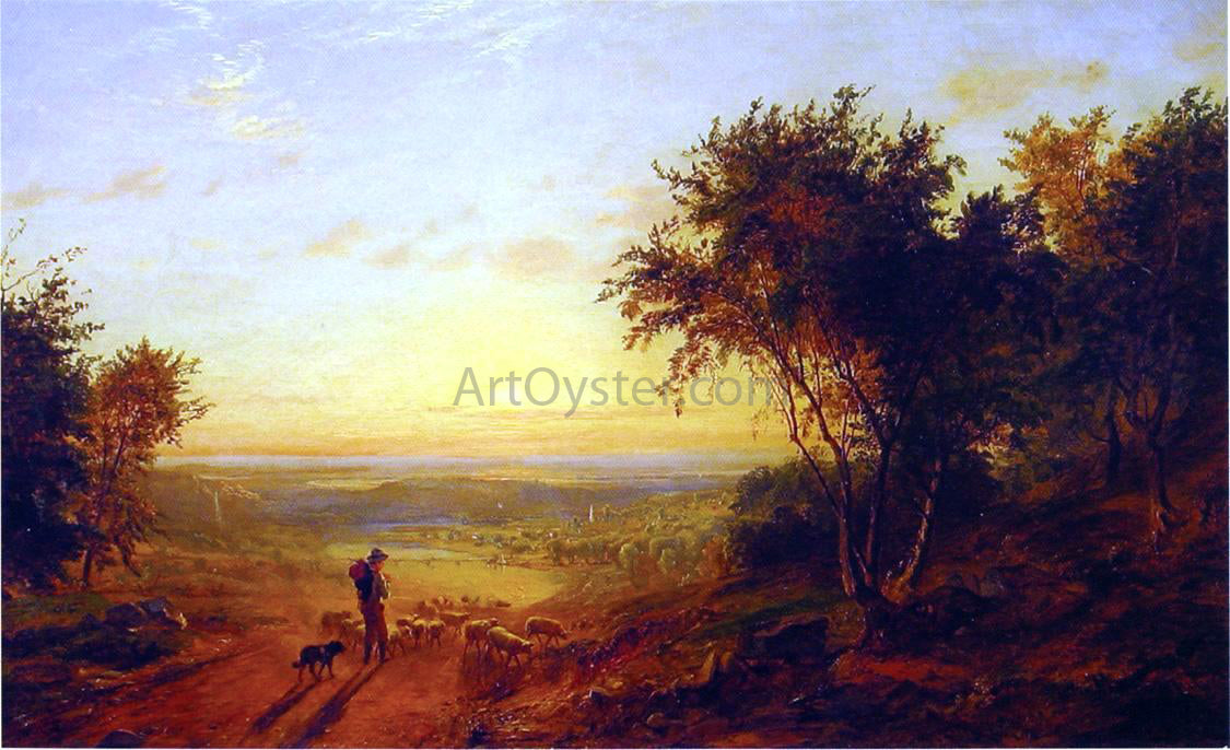 Jasper Francis Cropsey The Return Home: Landscape with Shepherd and Sheep - Canvas Print