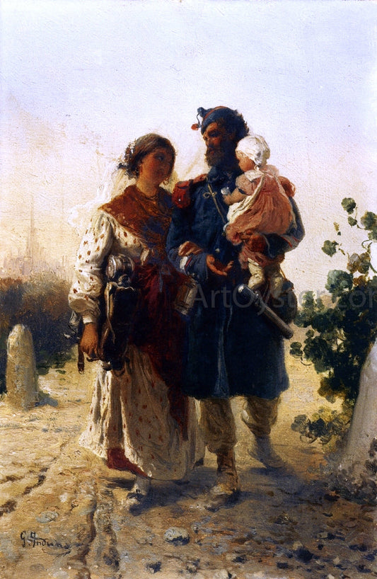 Gerolamo Induno The Return of the Soldier - Canvas Print