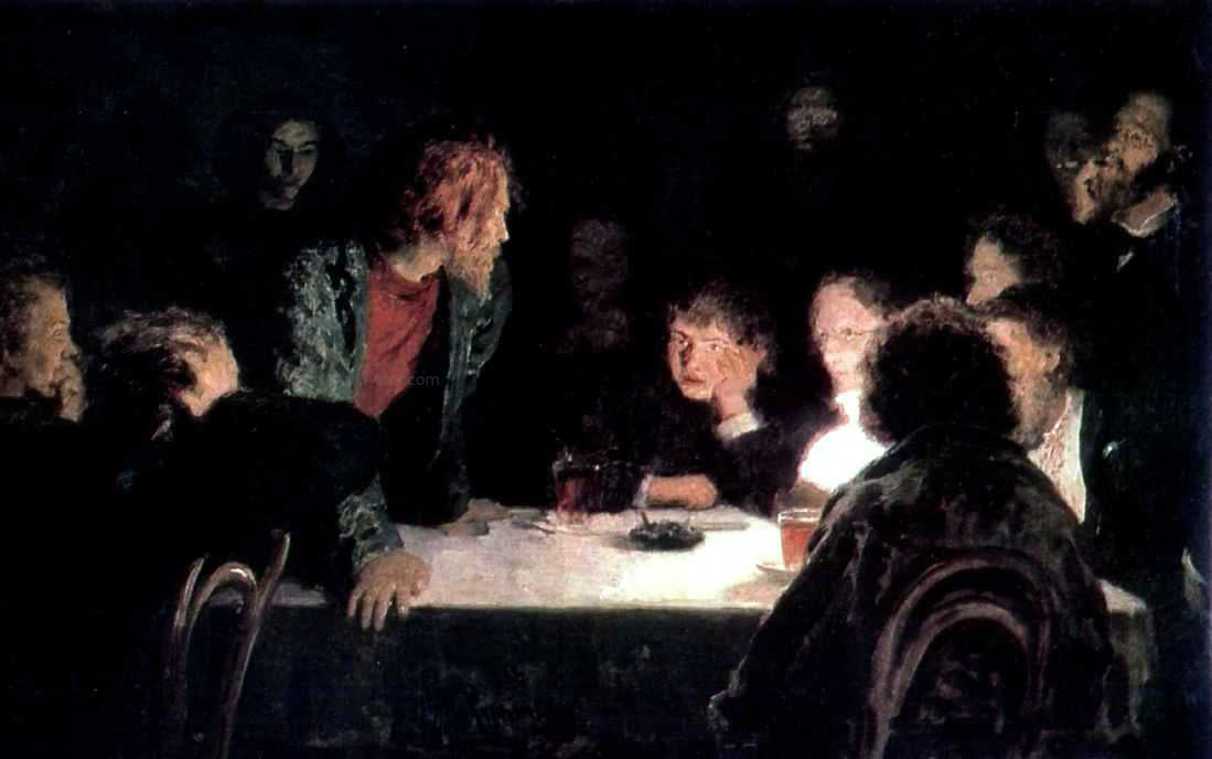 Ilia Efimovich Repin The Revolutionary Meeting - Canvas Print