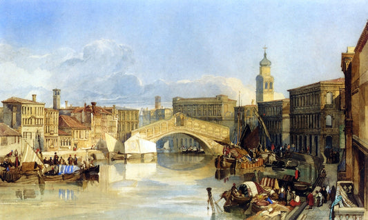 William James Muller The Rialto Bridge, Venice - Canvas Print