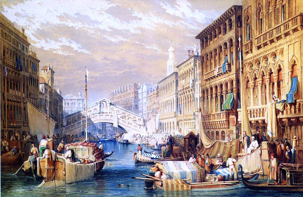 Samuel Prout The Rialto, Venice - Canvas Print