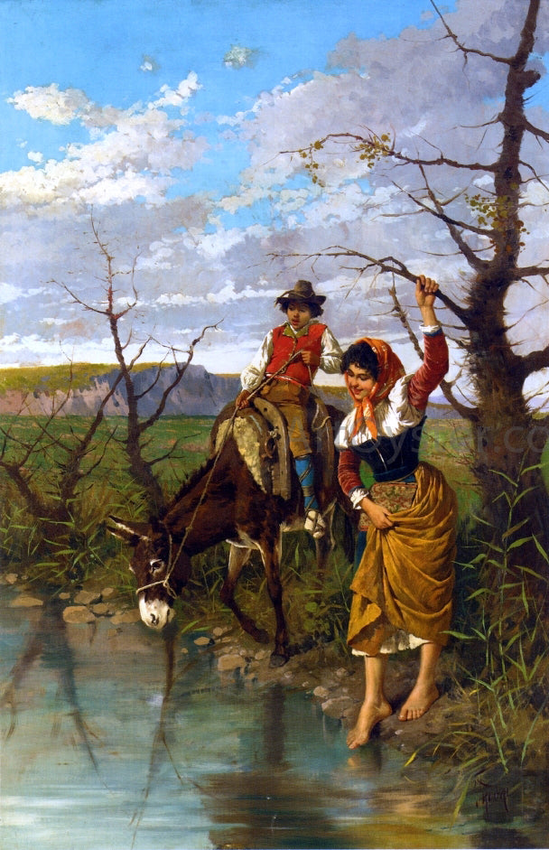 Filippo Indoni The River Crossing - Canvas Print