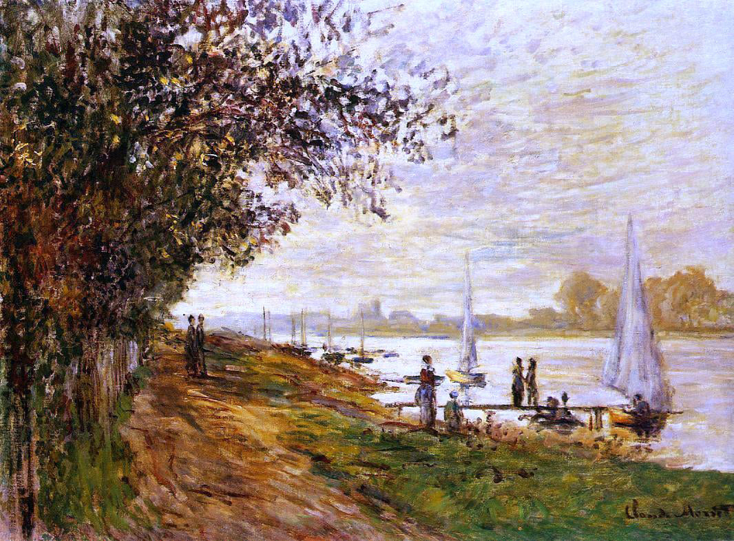 Claude Oscar Monet The Riverbank at Le Petit-Gennevilliers, Sunset - Canvas Print