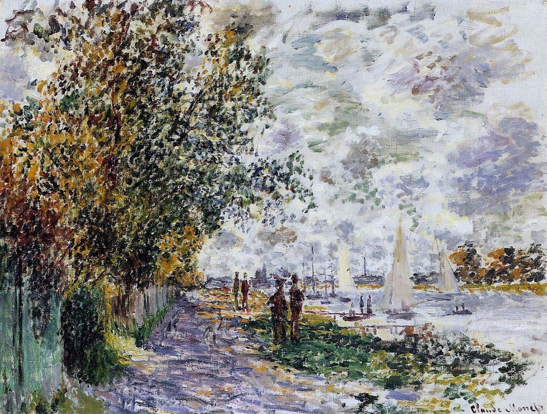 Claude Oscar Monet The Riverbank at Petit-Gennevilliers - Canvas Print