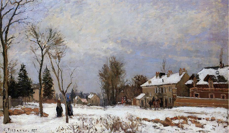 Camille Pissarro The Road from Versailles to Saint-Germain, Louveciennes. Snow Effect - Canvas Print