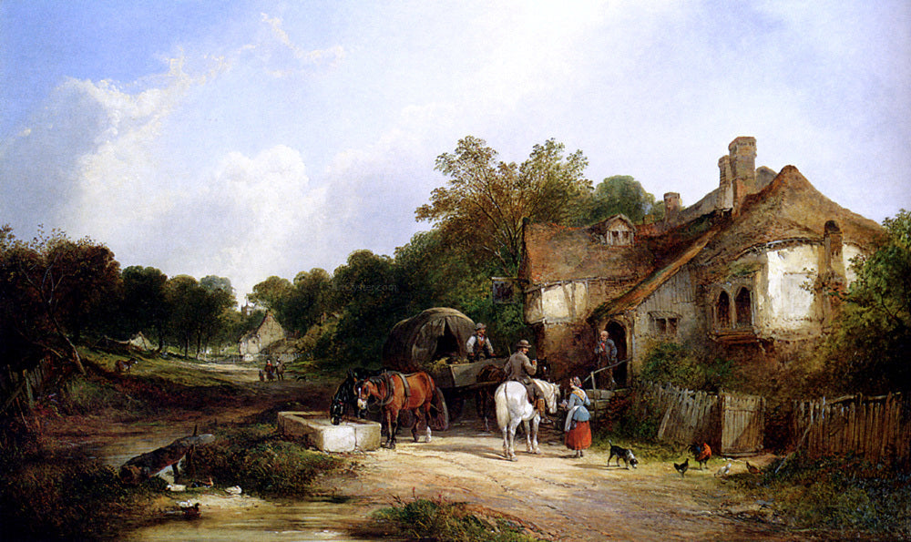 Senior William Shayer The Road Side Inn, Somerset - Canvas Print