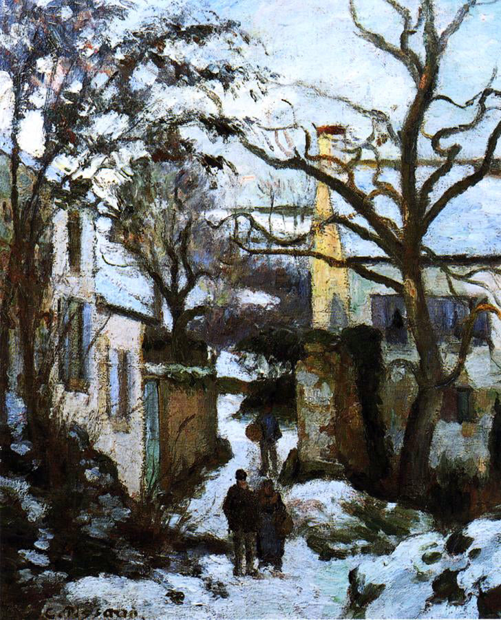 Camille Pissarro A Road to L'Hermitage in Snow - Canvas Print