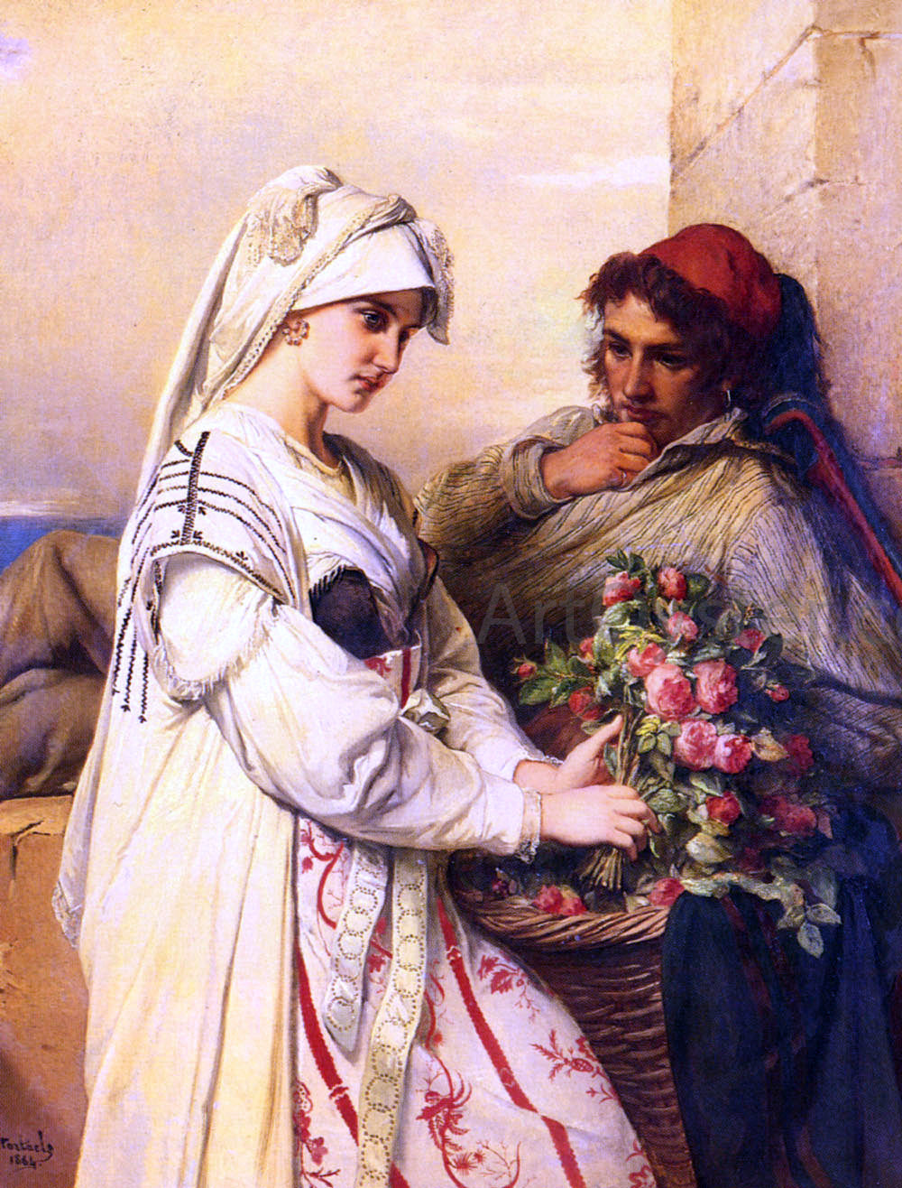 Jean-Francois Portaels The Rose Vendor - Canvas Print
