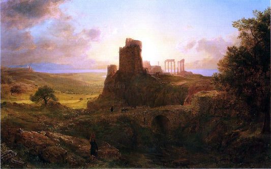 Frederic Edwin Church The Ruins at Sunion, Greece - Canvas Print