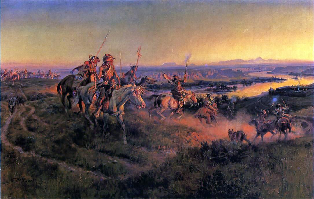 Charles Marion Russell The Salute of the Robe Trade - Canvas Print
