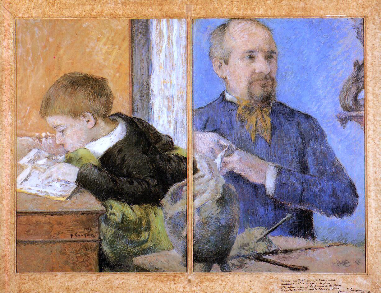 Paul Gauguin The Sculptor Aube and His son - Canvas Print