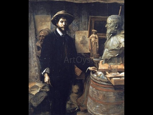 Louise Breslau The Sculptor Jean Carries in his Atelier - Canvas Print