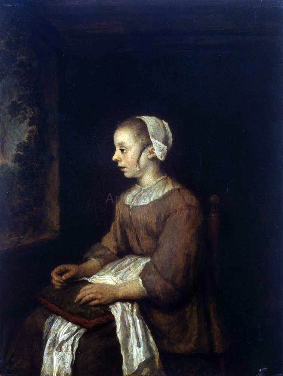 Philips Koninck The Seamstress - Canvas Print