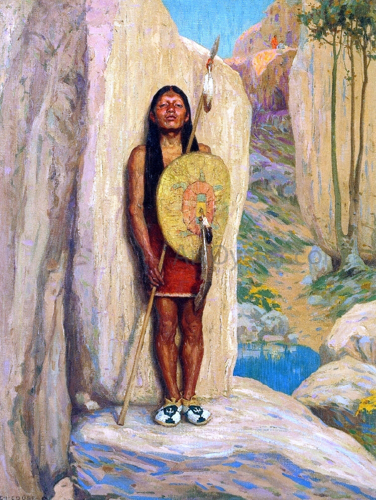 E Irving Couse A Sentinel - Canvas Print