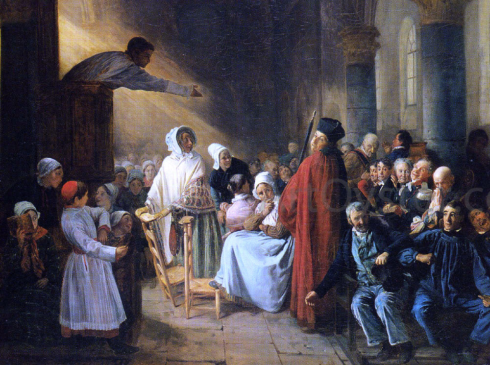 Francois-Auguste Biard The Sermon - Canvas Print