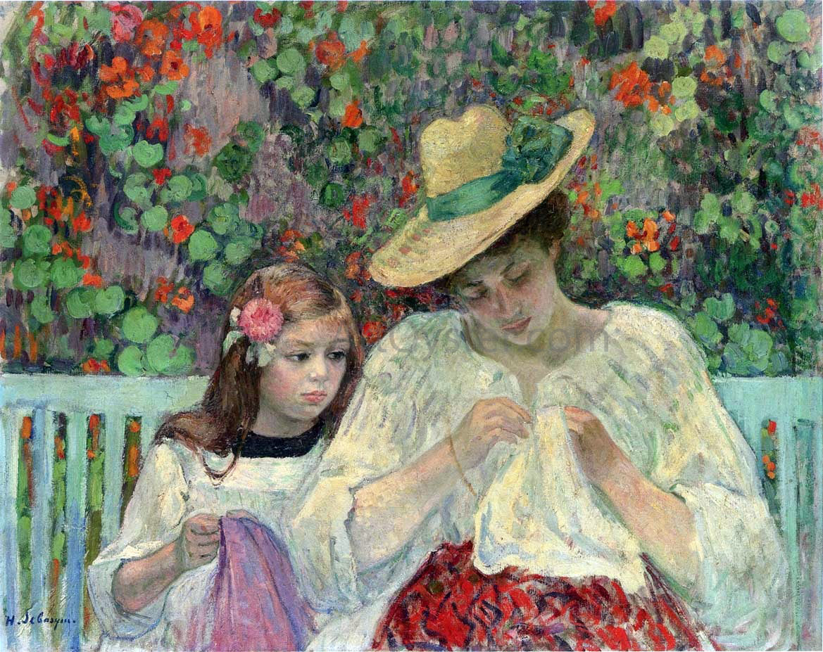 Henri Lebasque The Sewing Lesson - Canvas Print