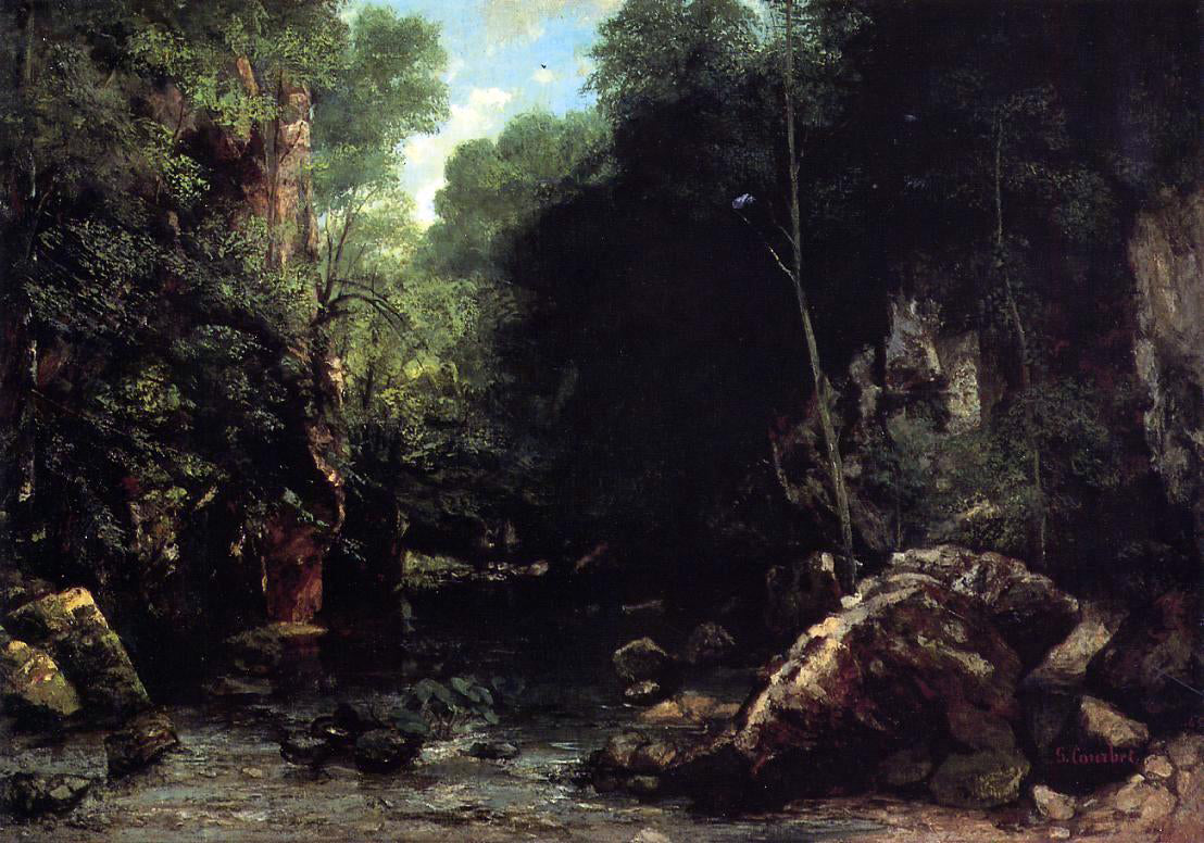 Gustave Courbet The Shaded Stream (also known as The Stream of the Puits Noire) - Canvas Print