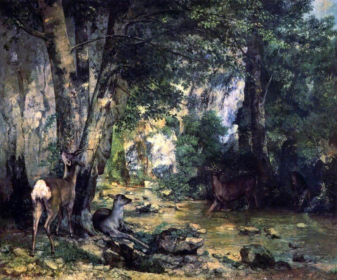 Gustave Courbet A Shelter of the Roe Deer at the Stream of Plaisir-Fontaine, Doubs - Canvas Print