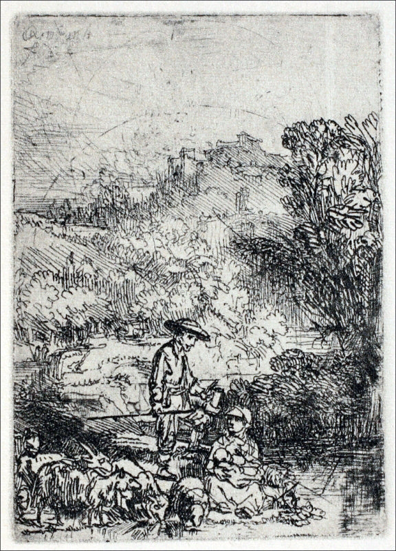 Rembrandt Van Rijn The Shepards in the Woods - Canvas Print
