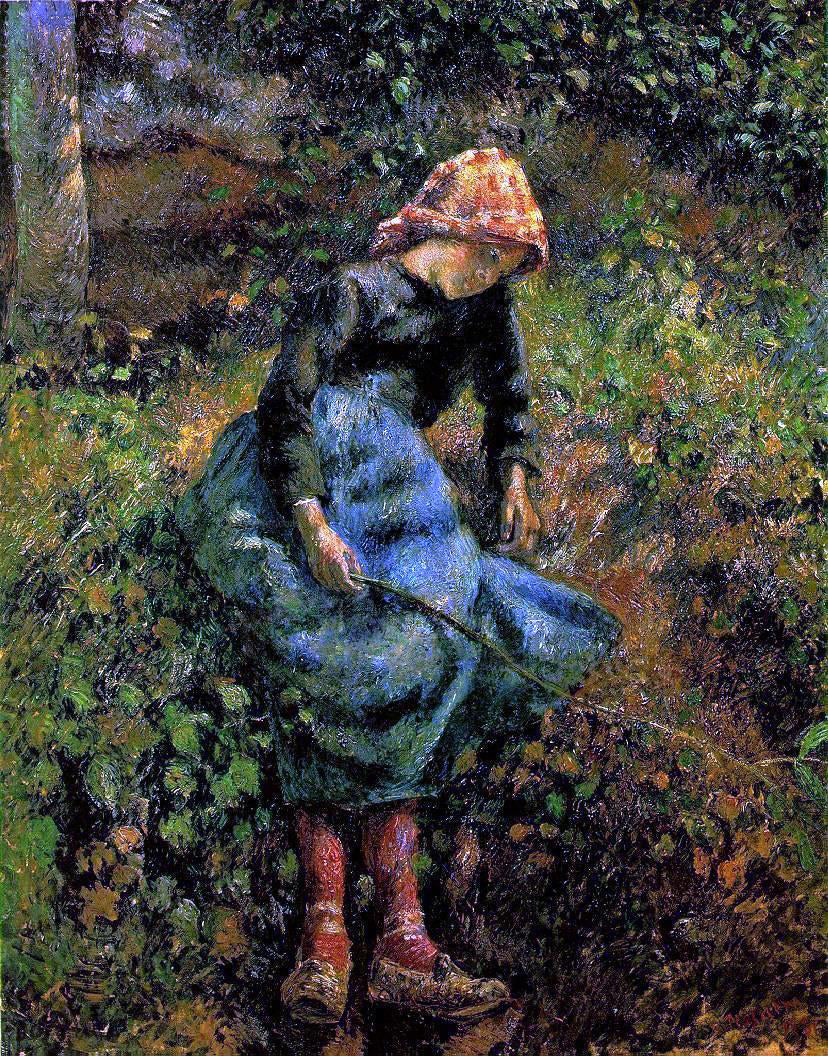 Camille Pissarro The Shepherdess (also known as Young Peasant Girl with Stick) - Canvas Print