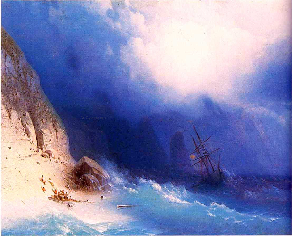Ivan Constantinovich Aivazovsky The Shipwreck near rocks - Canvas Print