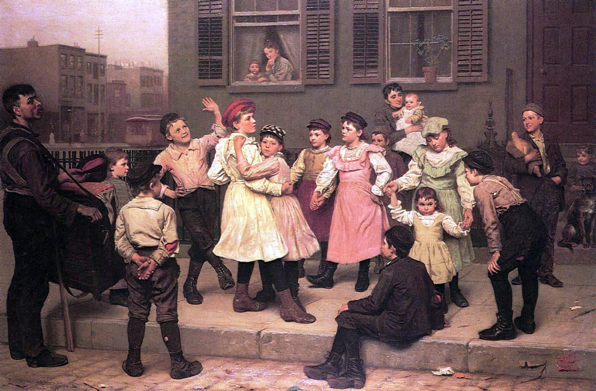 John George Brown The Sidewalk Dance (also known as A Sidewalk Dance) - Canvas Print