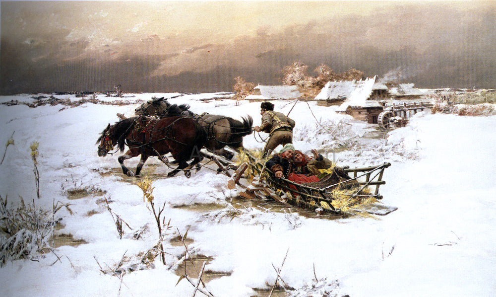 Jaroslav Julius Vesin The Sleigh Ride - Canvas Print