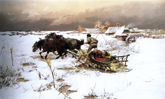 Jaroslav Julius Vesin The Sleigh Ride - Canvas Print