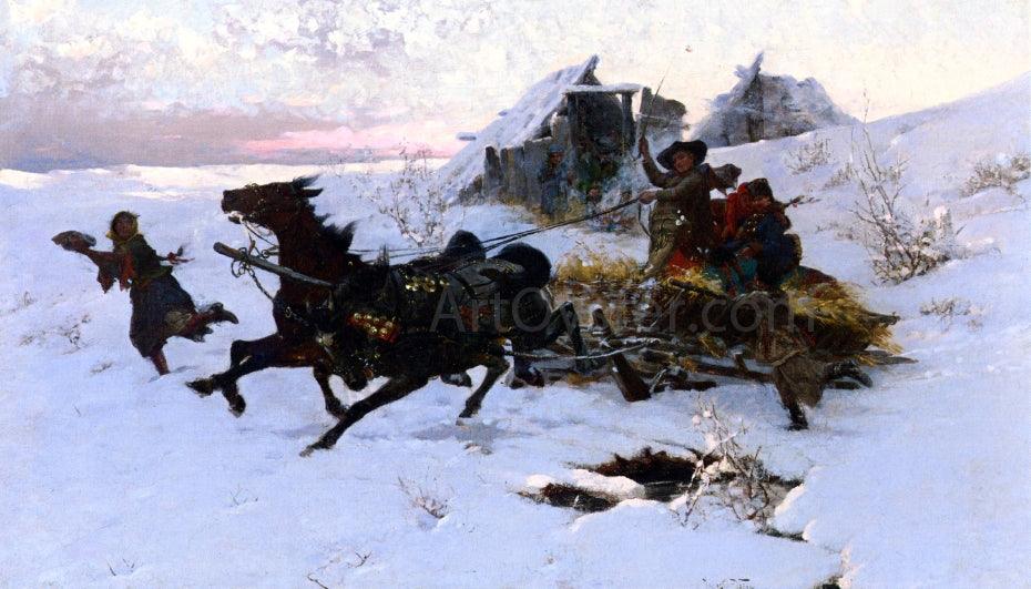 Jaroslav Julius Vesin The Sleigh Ride - Canvas Print