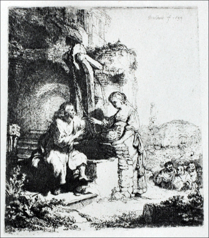 Rembrandt Van Rijn The Samaritan Woman--at the Ruins - Canvas Print
