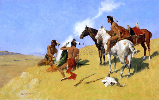 Frederic Remington The Smoke Signal - Canvas Print