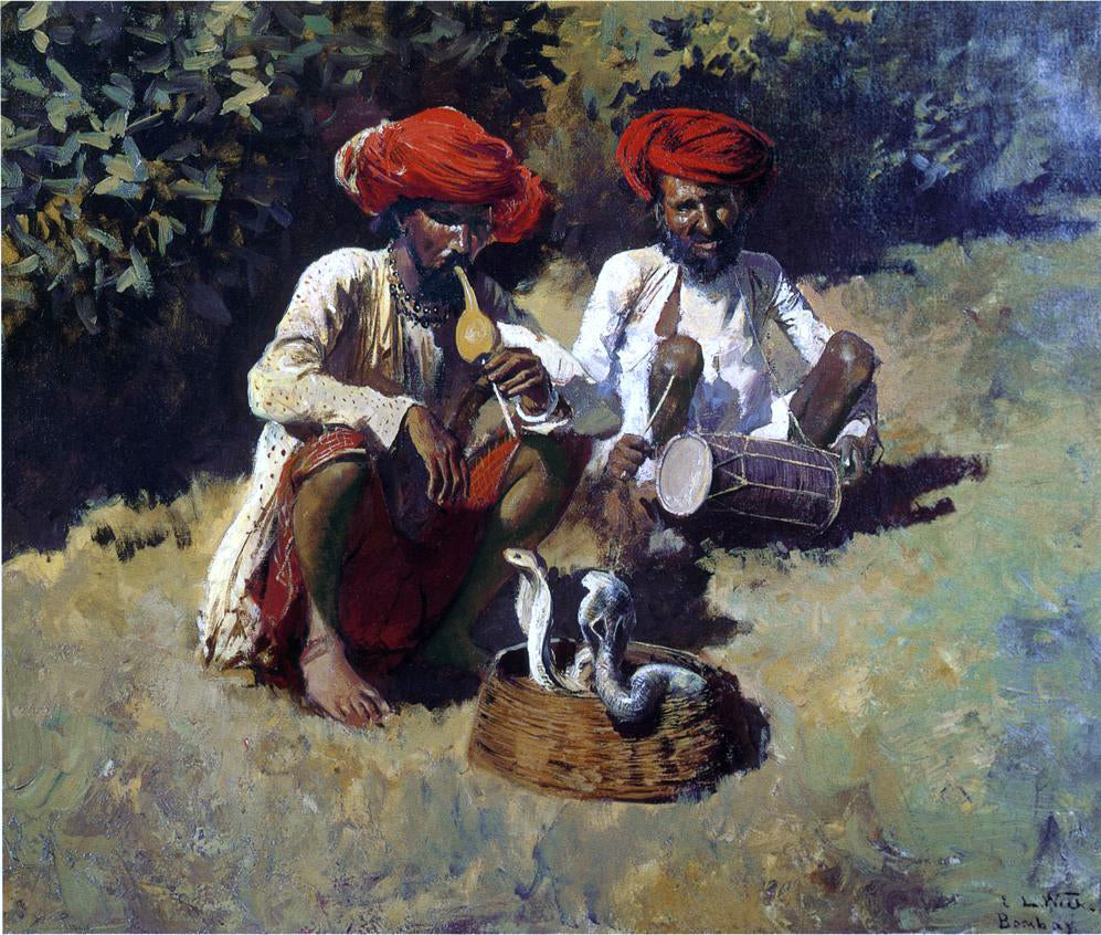 Edwin Lord Weeks The Snake Charmers, Bombay - Canvas Print