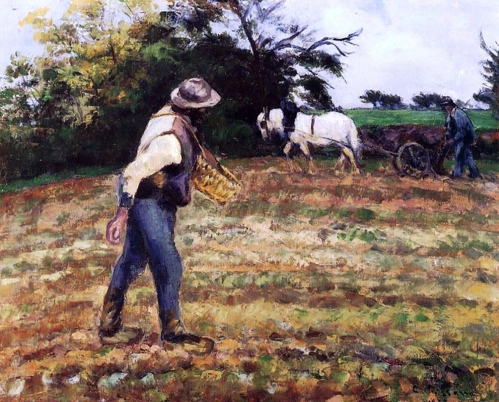 Camille Pissarro The Sower at Montfoucault - Canvas Print