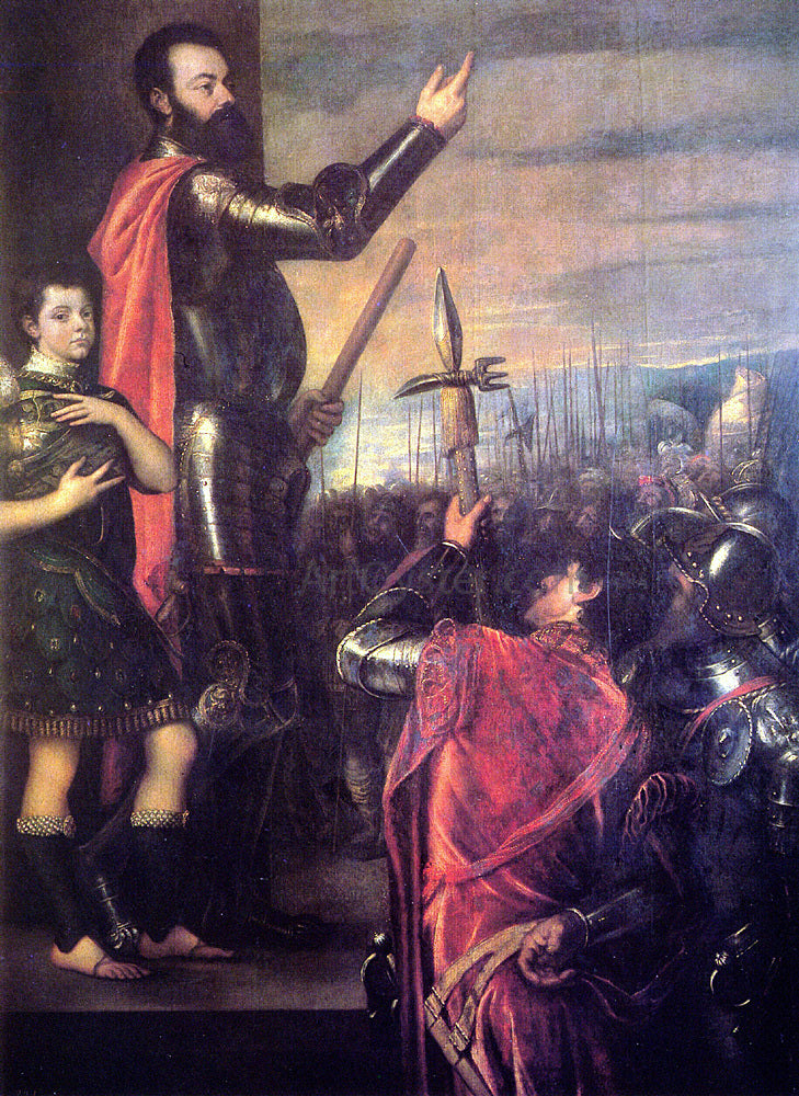 Titian The Speech of Alfonso d'Avalo - Canvas Print