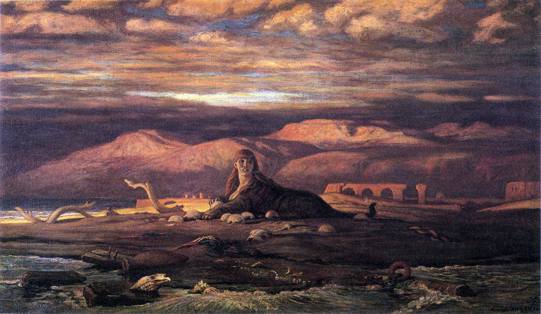 Elihu Vedder The Sphinx of the Seashore - Canvas Print