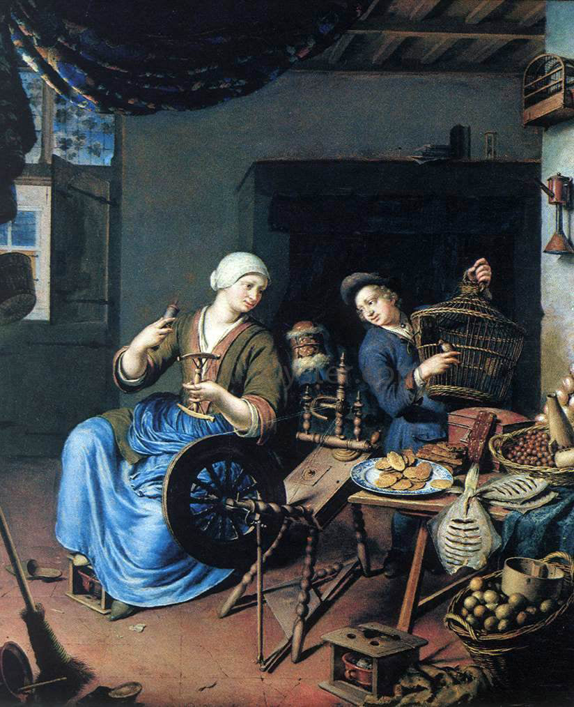 Willem Van Mieris The Spinner - Canvas Print