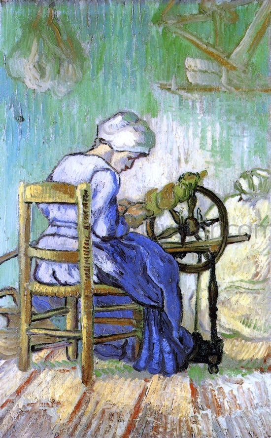 Vincent Van Gogh The Spinner (after Millet) - Canvas Print