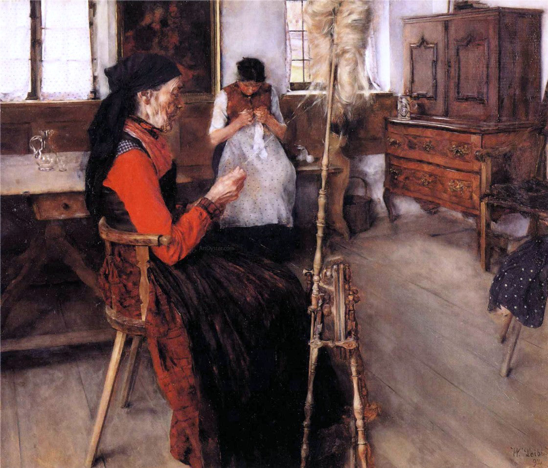 Wilhelm Leibl The Spinner - Canvas Print