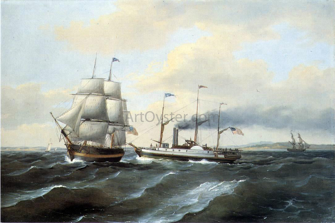 Thomas Birch The Steamsailor Benjamin Franklin - Canvas Print