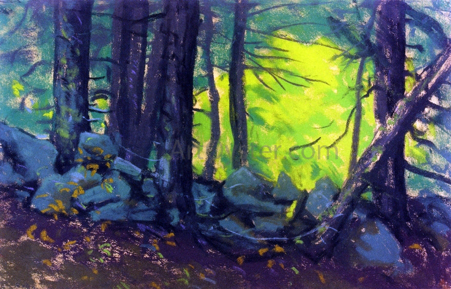 Robert Henri The Stone Wall with Woods - Canvas Print