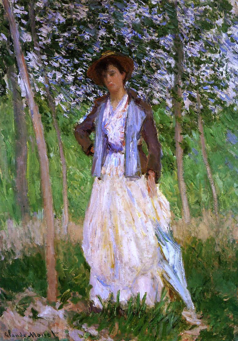 Claude Oscar Monet The Stroller (Suzanne Hoschede) (also known as Taking a Walk) - Canvas Print