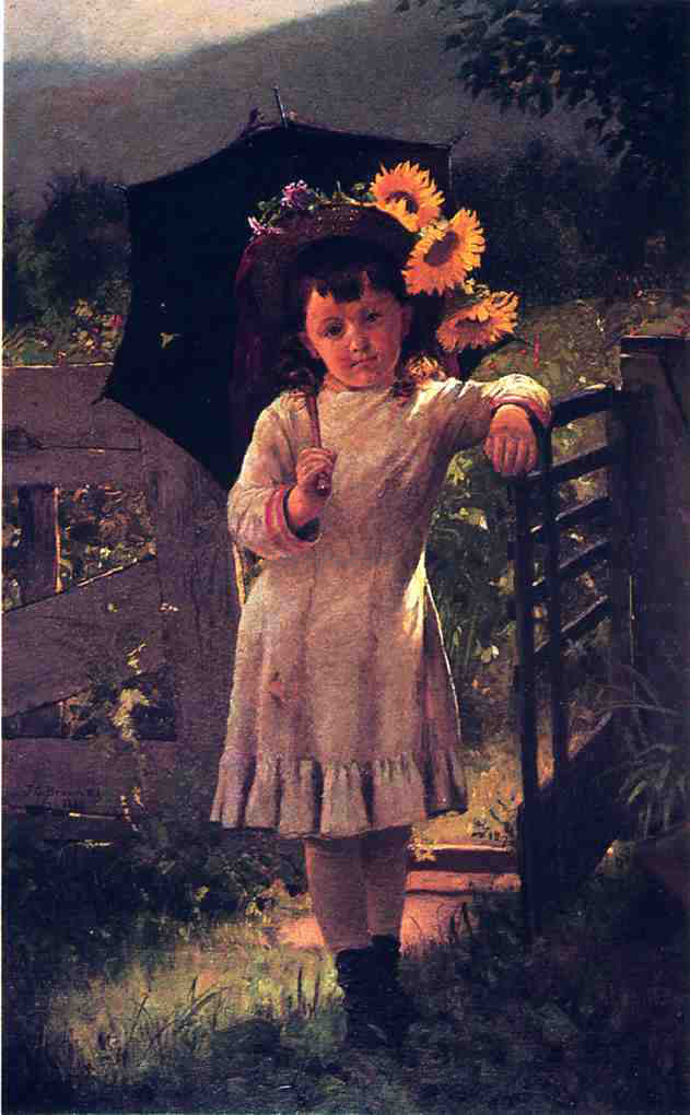 John George Brown The Sunflower Girl - Canvas Print