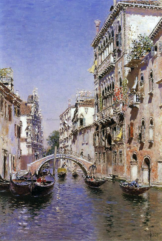 Martin Rico Y Ortega The Sunny Canal - Canvas Print
