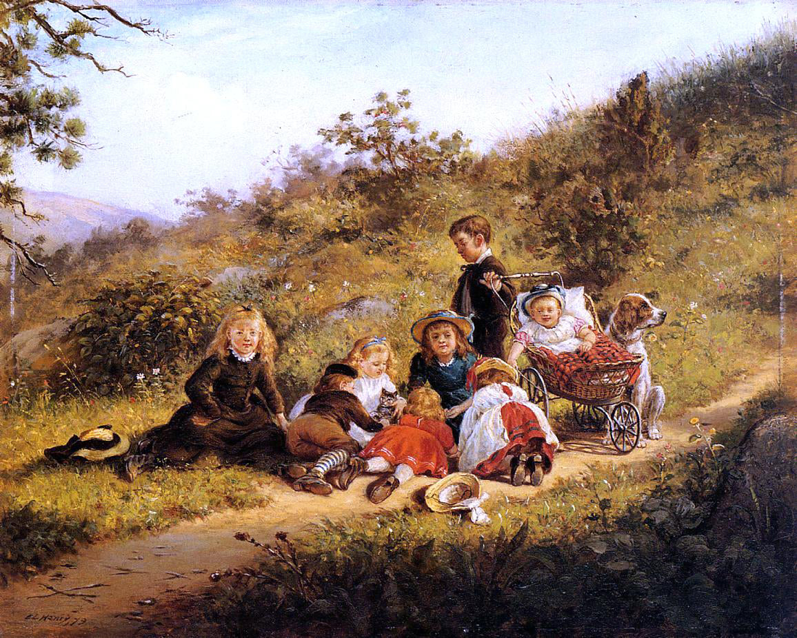 Edward Lamson Henry The Sunny Hours of Childhood - Canvas Print