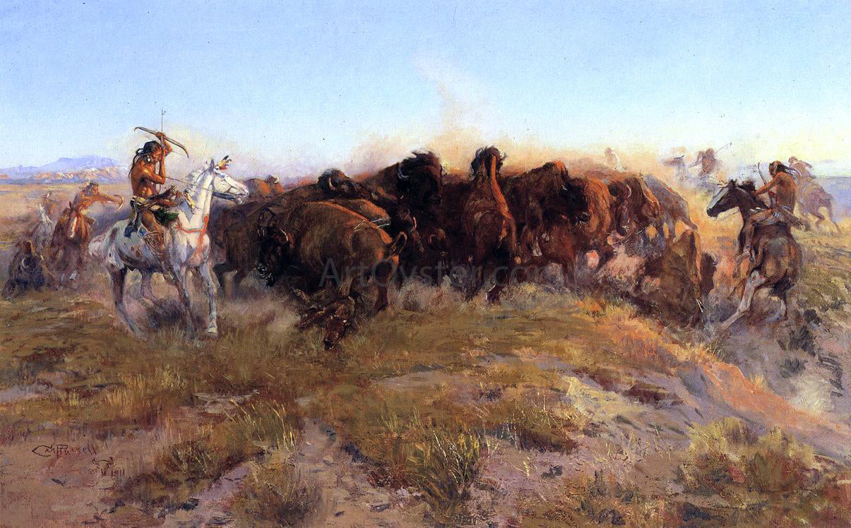 Charles Marion Russell The Surround - Canvas Print