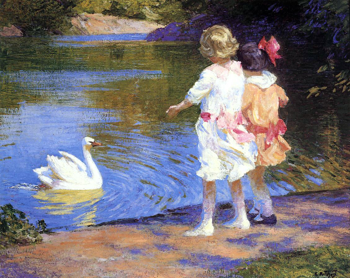 Edward Potthast A Swan - Canvas Print