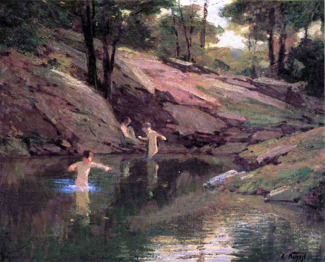 Edward Potthast The Swimming Hole - Canvas Print
