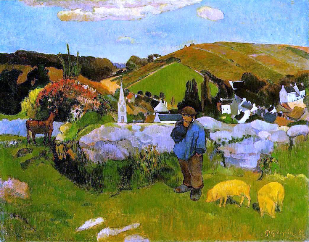 Paul Gauguin A Swineheard - Canvas Print